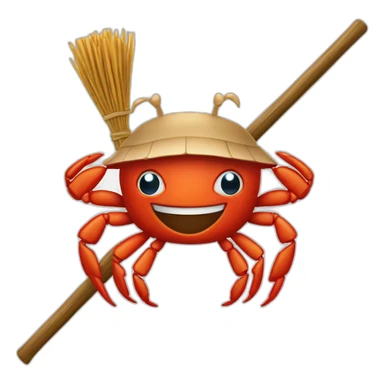 mascot crab Ferris with broomstick sticker