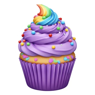 purple pastel cupcake with rainbow  sticker
