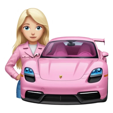 pink Porsche taycan blonde girl long hair blue eyes sticker