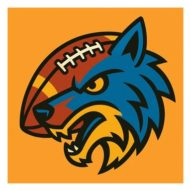 vibrant toon style NFL football shaped like a wolf head sticker