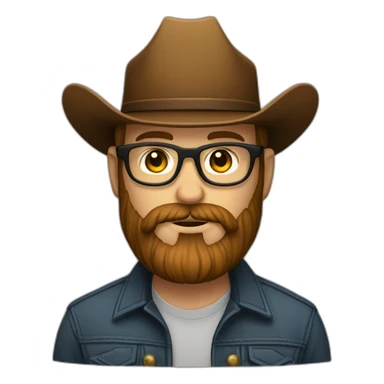 Bearded guy with glasses and cowboy hat sherrif sticker