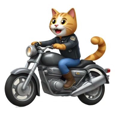 Gato feliz en una motocicleta alzando una pata  sticker