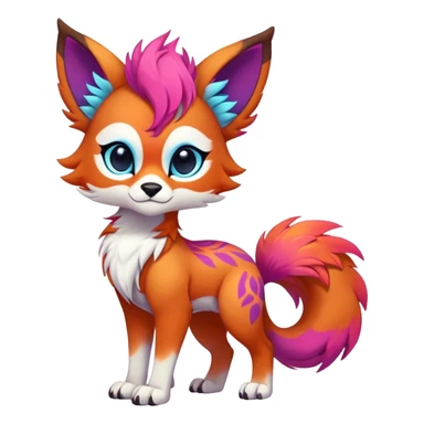 Male Neon-colored multi-colored cute cool exotic Falvie-Fionbri-fantasy-creature-fursona, full body, with markings sticker