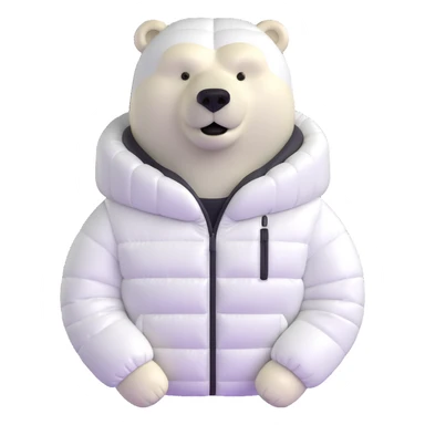 polar bear wearing white puffer jacket sticker