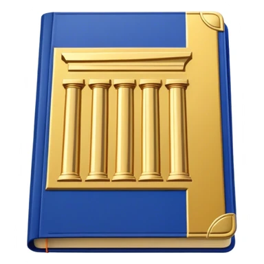 A golden yellow book with royal blue accents, smooth and polished, embossed with a symbol of six pillars, a sun, or a glowing mirror, radiating strength, confidence, and the power of self-worth.  sticker