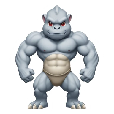Machop standing confidently with arms crossed, inspired by the reference image sticker