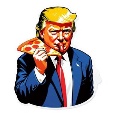 Donald trump eating pizza sticker