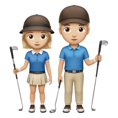 young beginner golfer boy and girl sticker