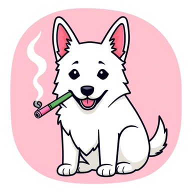 White belgian Shepard smoked pink bong sticker