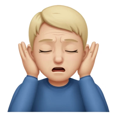 person covering ears, wincing in pain sticker