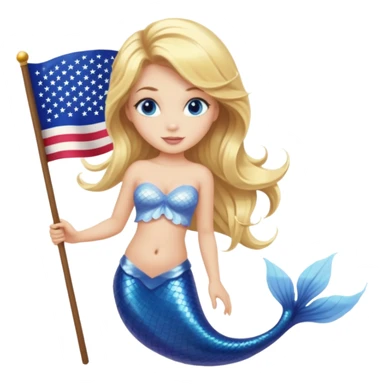 Blonde hair mermaid but her tail is the American flag  sticker