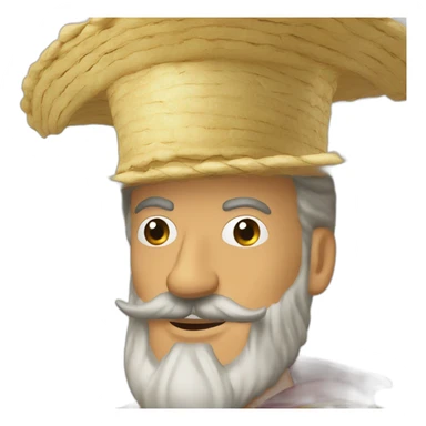 don quixote closeup of face with sombrero sticker