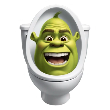 Shrek’s head poking out of a toilet bowl  sticker