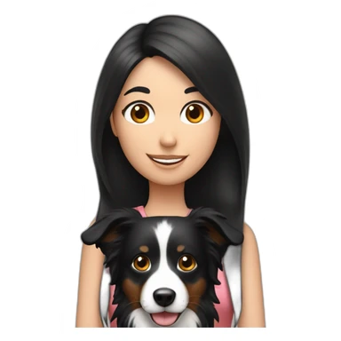 Family formed by a man a woman with long black hair and small black border collie sticker