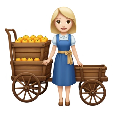 a lady standig near to a cart sticker