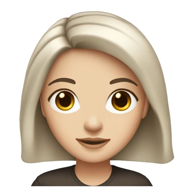 White girl with medium length dark brown hair with dark brown eyes  sticker