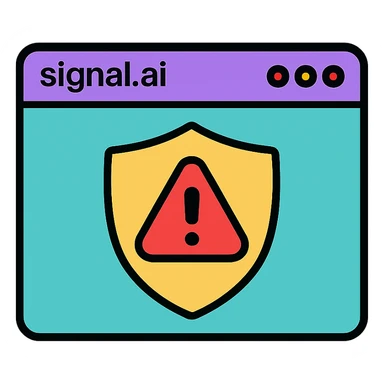 icon for signal.ai, emergency dashboard, with shield and alert symbol, clean and professional look, modern tech style sticker