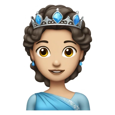 woman with dark brown hair and dark brown eyes wearing a blue princess crown sticker