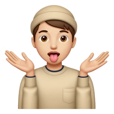 tongue out with hands on the side sticker