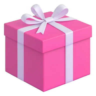 gift box, pink with white ribbon sticker