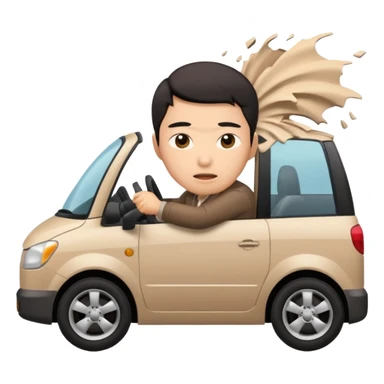 Asian driver crashing car sticker