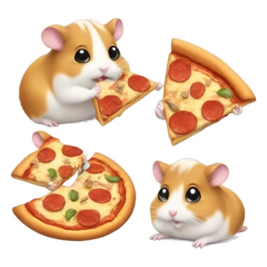 four hamsters eating pizza sticker