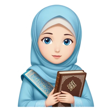 Turkish beautiful finish Konya girl blue eyes with hijab and Sakura dress have Quran  sticker