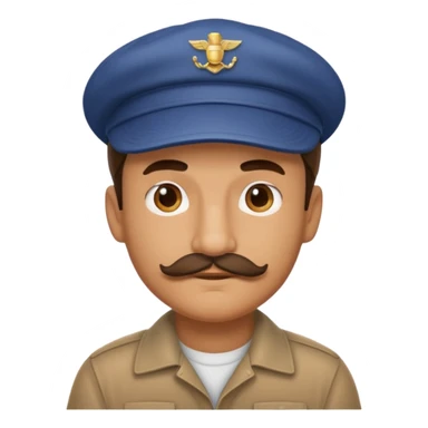 A man who look like hitler with tiny mustache wearing cap sticker