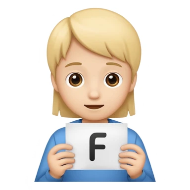 make the kid hold a paper that says F sticker