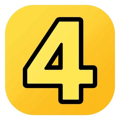 Number 4 on a yellow volumetric background sticker