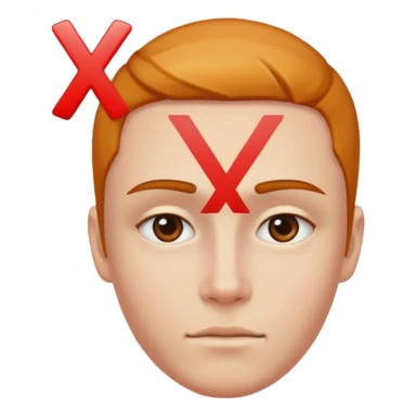 forhead with "X" text on it sticker