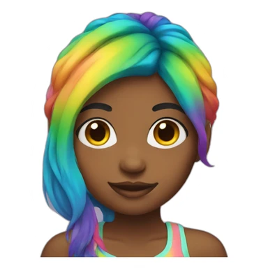 Girl with rainbow hair sticker