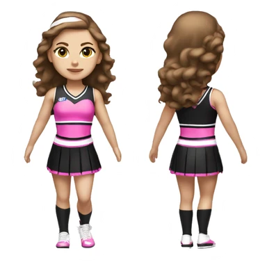 Cheerleader in black and pink kit, white skin, brown hair, full body   sticker