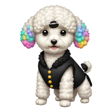 Caniche blanca con chaleco negro sticker