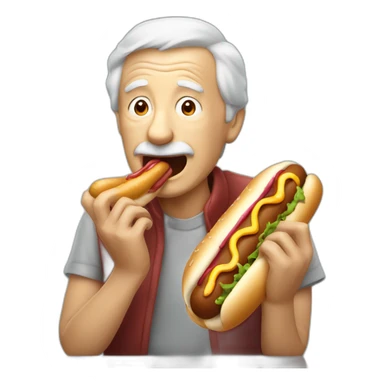 old man eating hotdog sticker