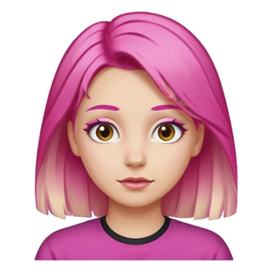 blonde eye brow and bright pink hair middle part sticker