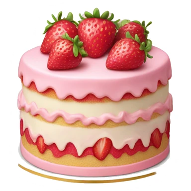 Pink strawberries and cream birthday cake  sticker