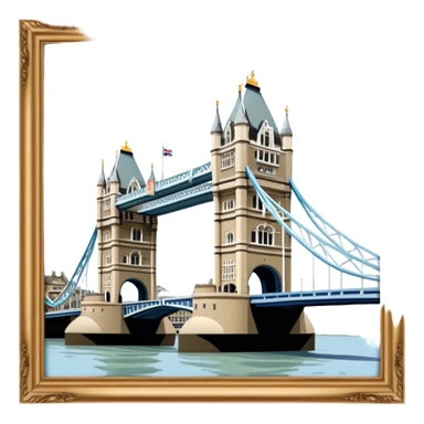 Cinematic Realistic Tower Bridge Landmark Emoji, depicted with iconic Victorian architecture spanning the River Thames, rendered with lifelike textures and dramatic natural lighting that captures its majestic presence. sticker