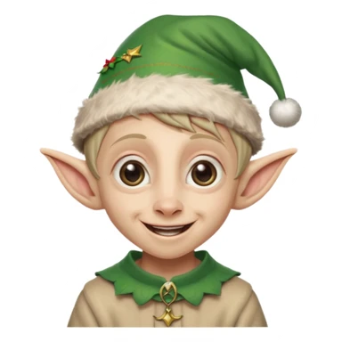 dobby from harry potter smiling and wearing a christmas elf hat sticker