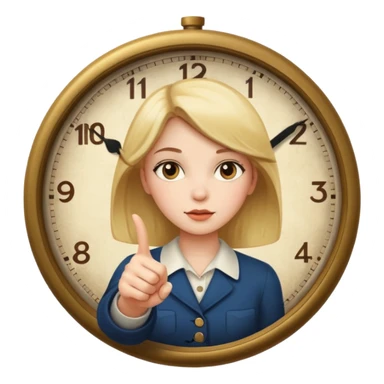  girl pointing at a clock sticker