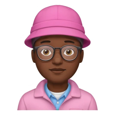 black man with glasess wear pink hat  sticker
