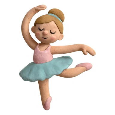 claymation style ballerina girl, visible fingerprints, pastel colors sticker