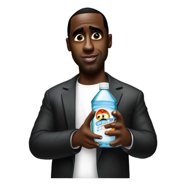 P diddy aka Sean combs looking holding a bottle of baby oil  sticker