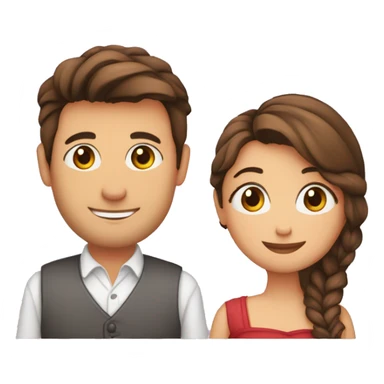 Una pareja de enamorados y un corazón grande de fondo sticker