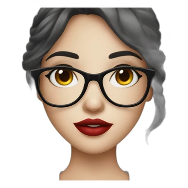 A girl with a dark hairstyle, red lipstick on her lips and glasses for vision sticker