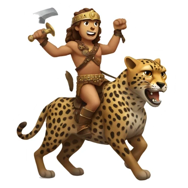 barbarian riding cheetah sticker