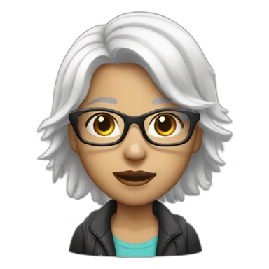 girl with white hair wearing glasses sticker