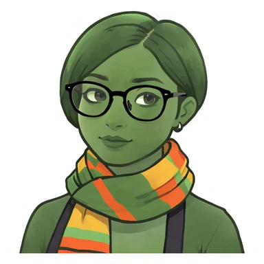 girl with dark mid length short hair with black glasses  sticker