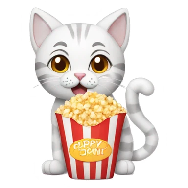 cat with popcorn sticker