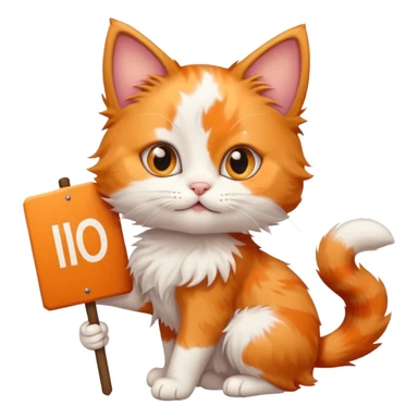 calico kitten holding a large sign sticker